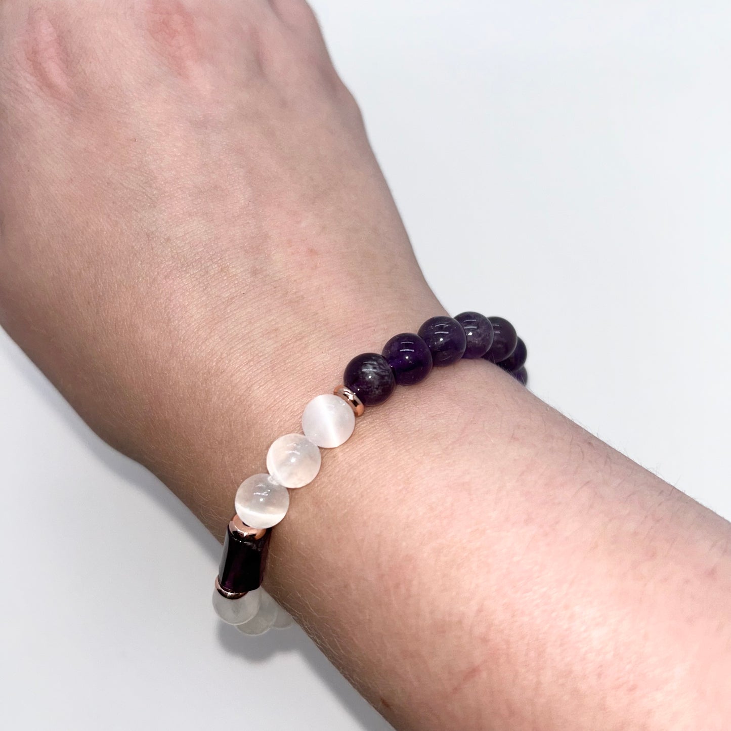 Amethyst w/ Selenite 8mm