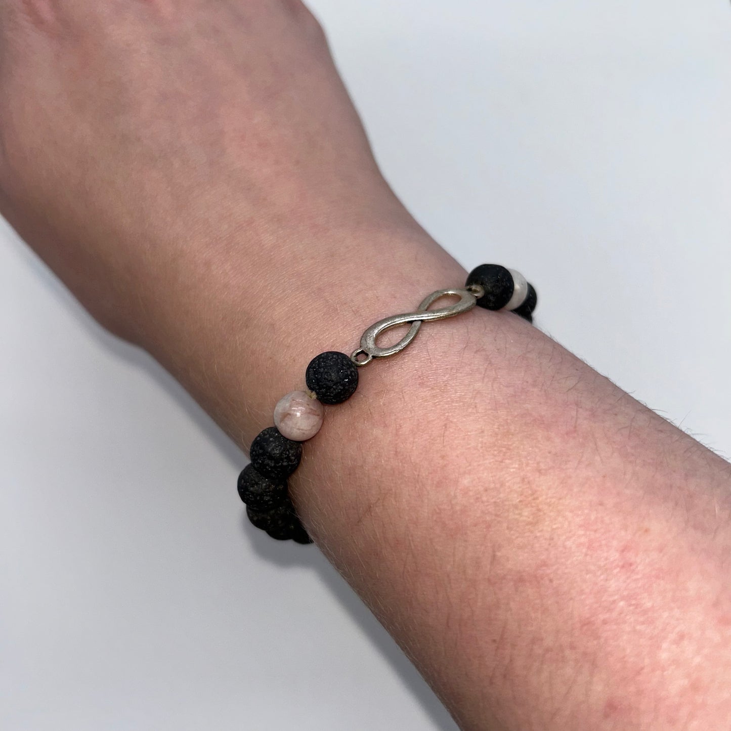 Kunzite & Lava Stone w/ Infinity Charm Br.