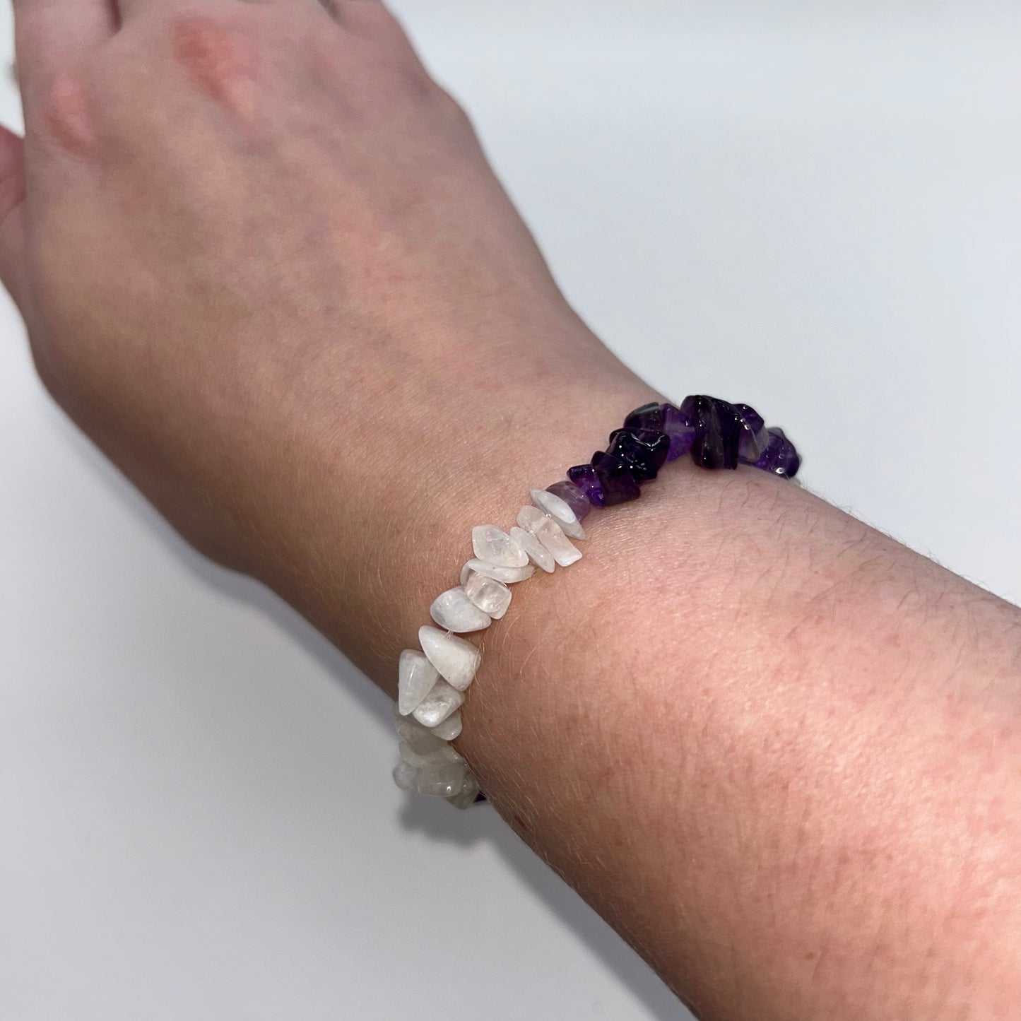 Chip Rainbow Moonstone & Amethyst