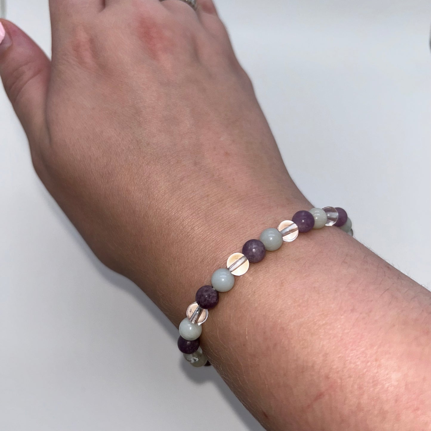 Amazonite, Clear Quartz, & Lepidolite Bracelet