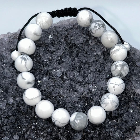 Howlite 10mm Round -Adjustable
