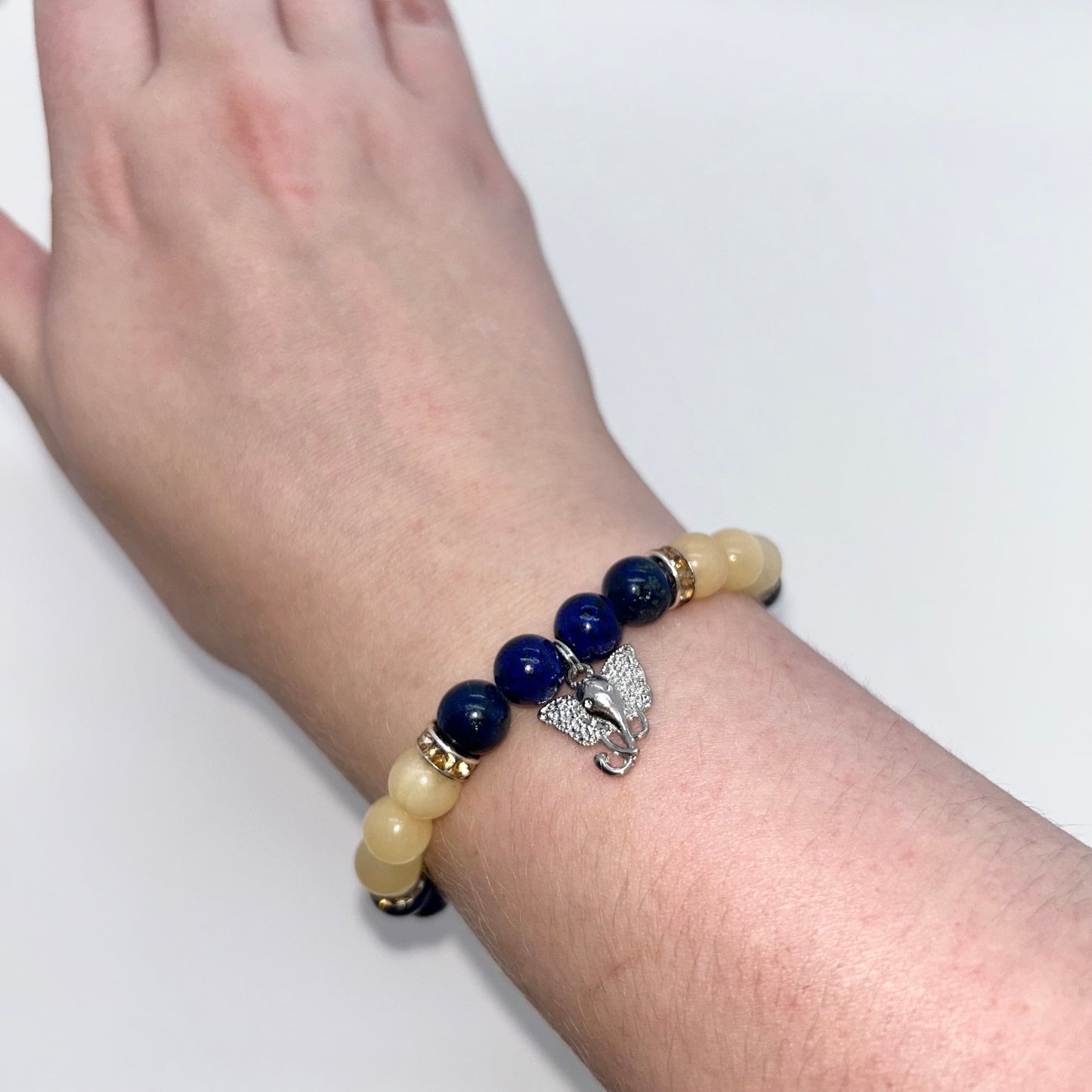 Lapis Lazuli & Jade w/ Ganesha Charm
