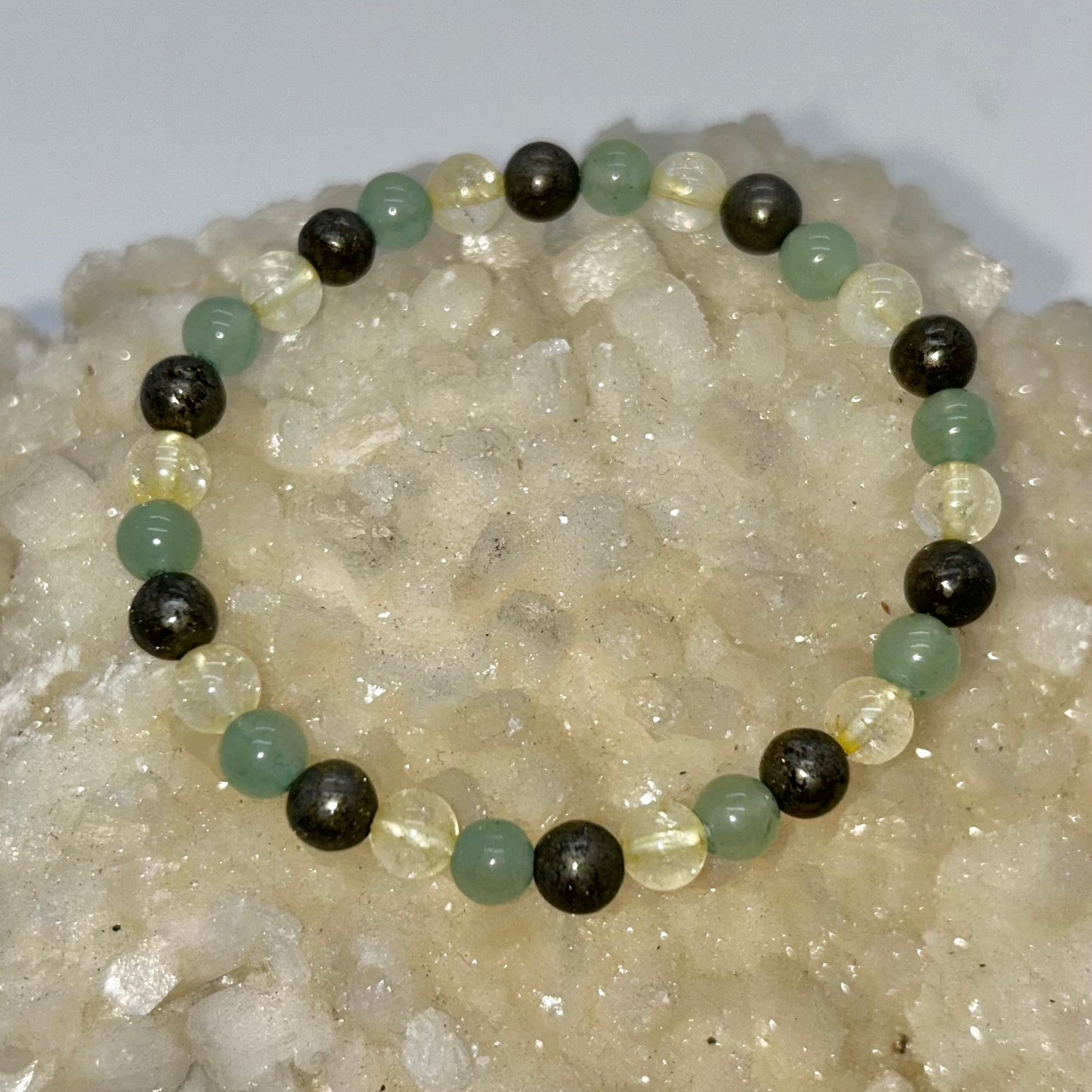 Green Aventurine, Citrine, & Pyrite Bracelet