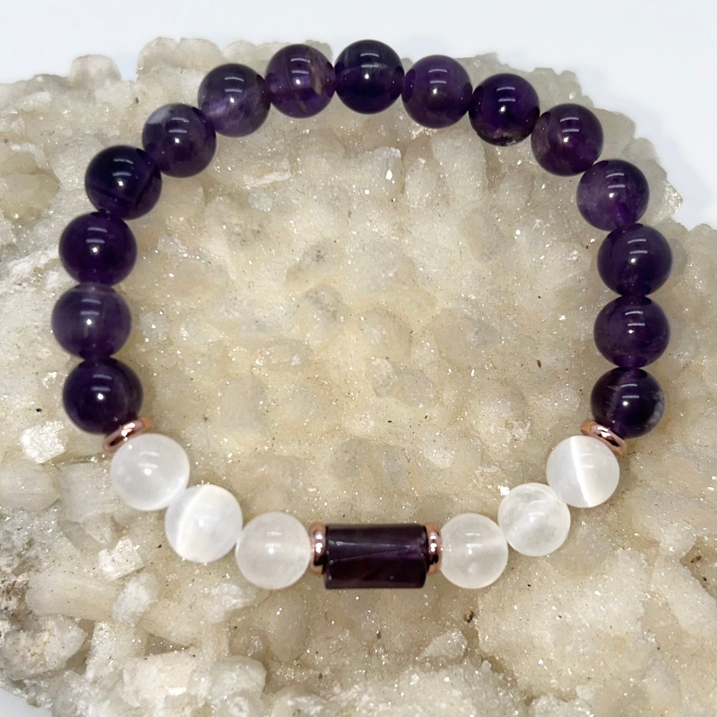 Amethyst w/ Selenite 8mm