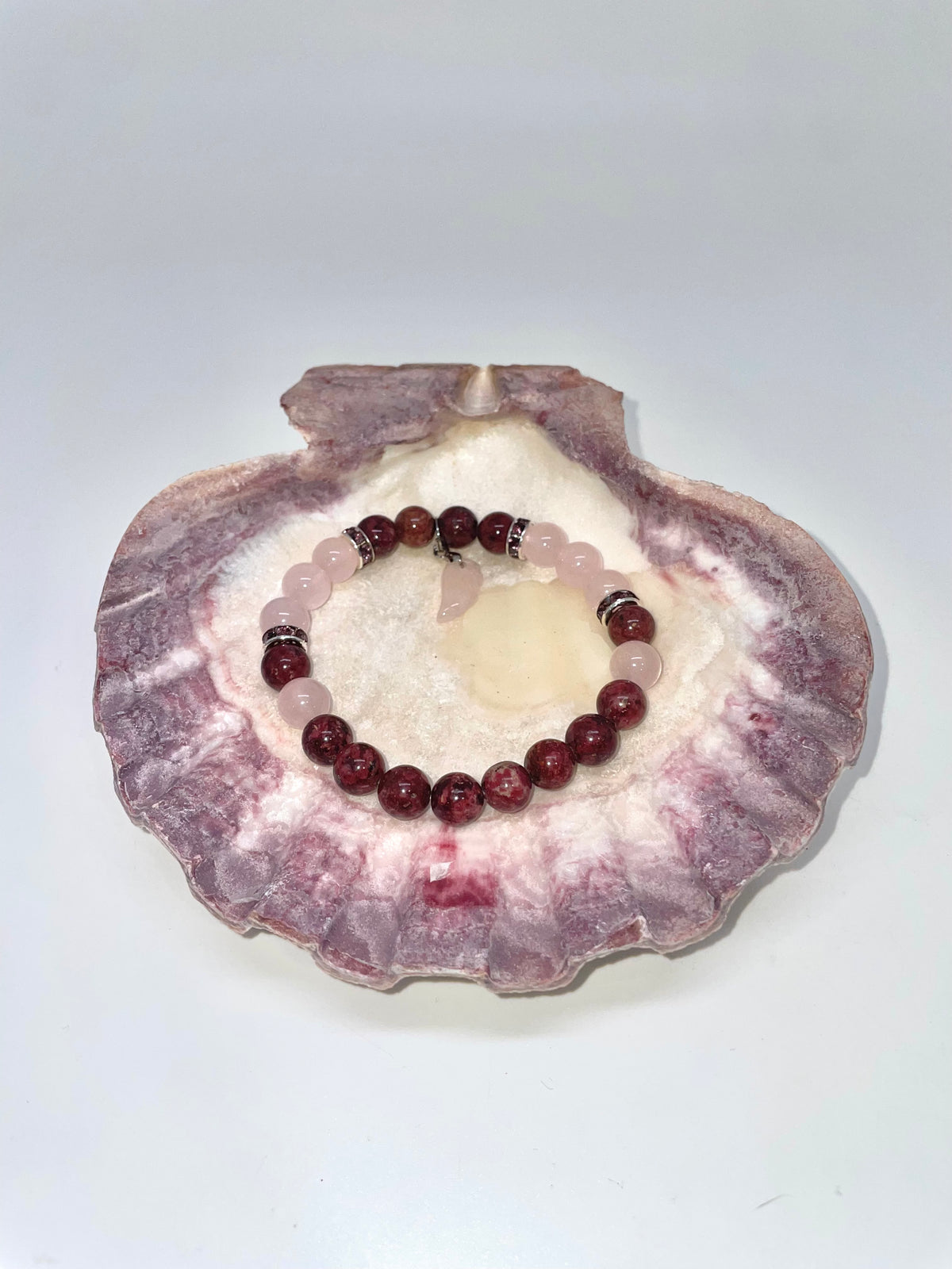 Eudialyte & Rose Quartz w/ Wing Charm Bracelet
