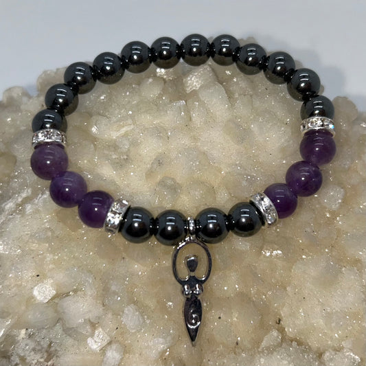 Amethyst & Hematite w/ Goddess Charm