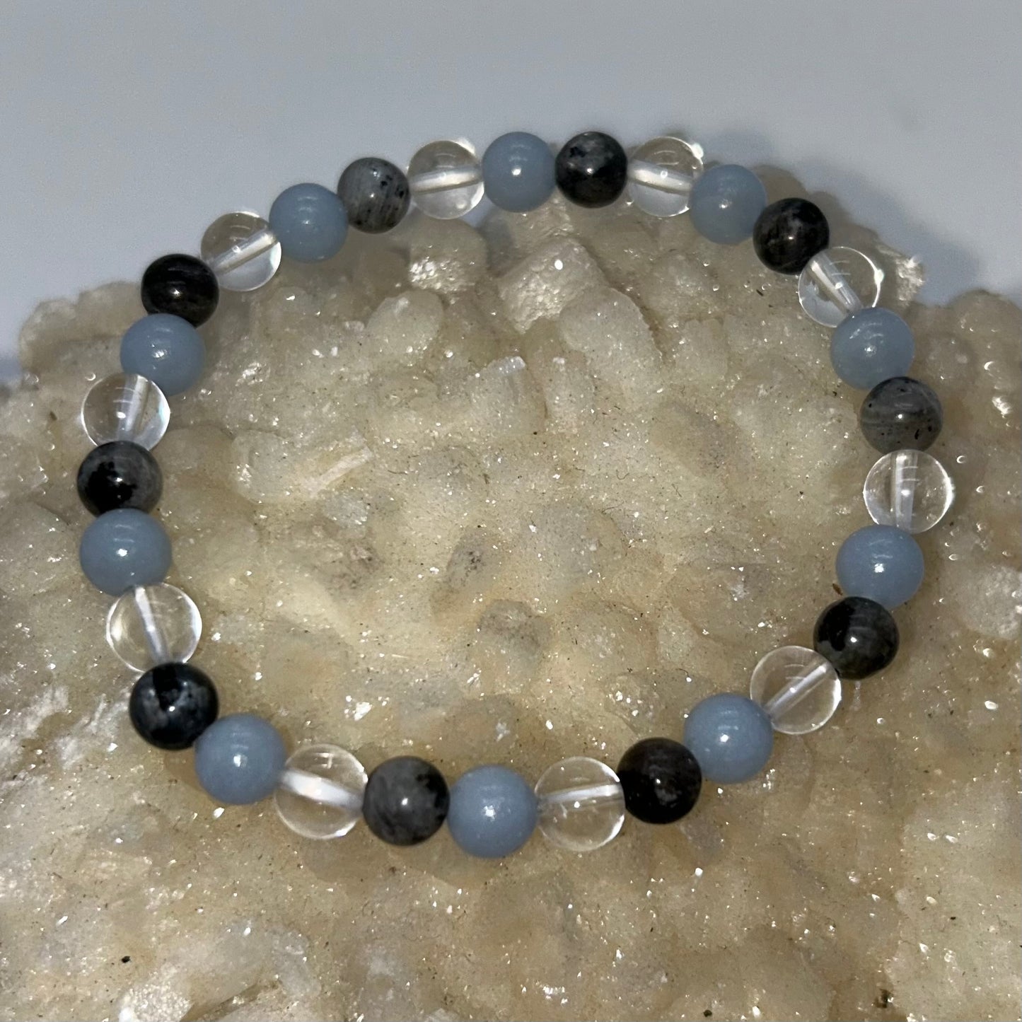 Black Labradorite, Angelite, & Clear Quartz