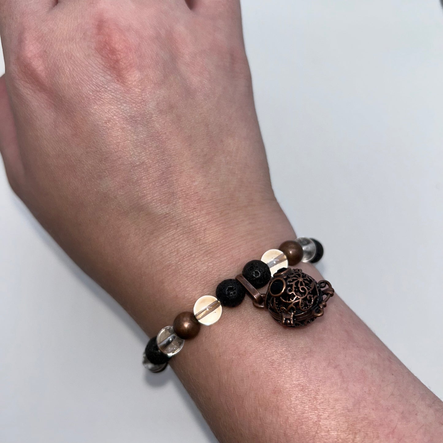 Lava Stone & Copper w/ Owl Charm