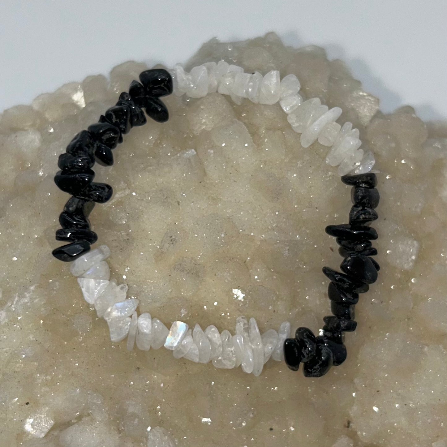 Chip Rainbow Moonstone & Black Tourmaline