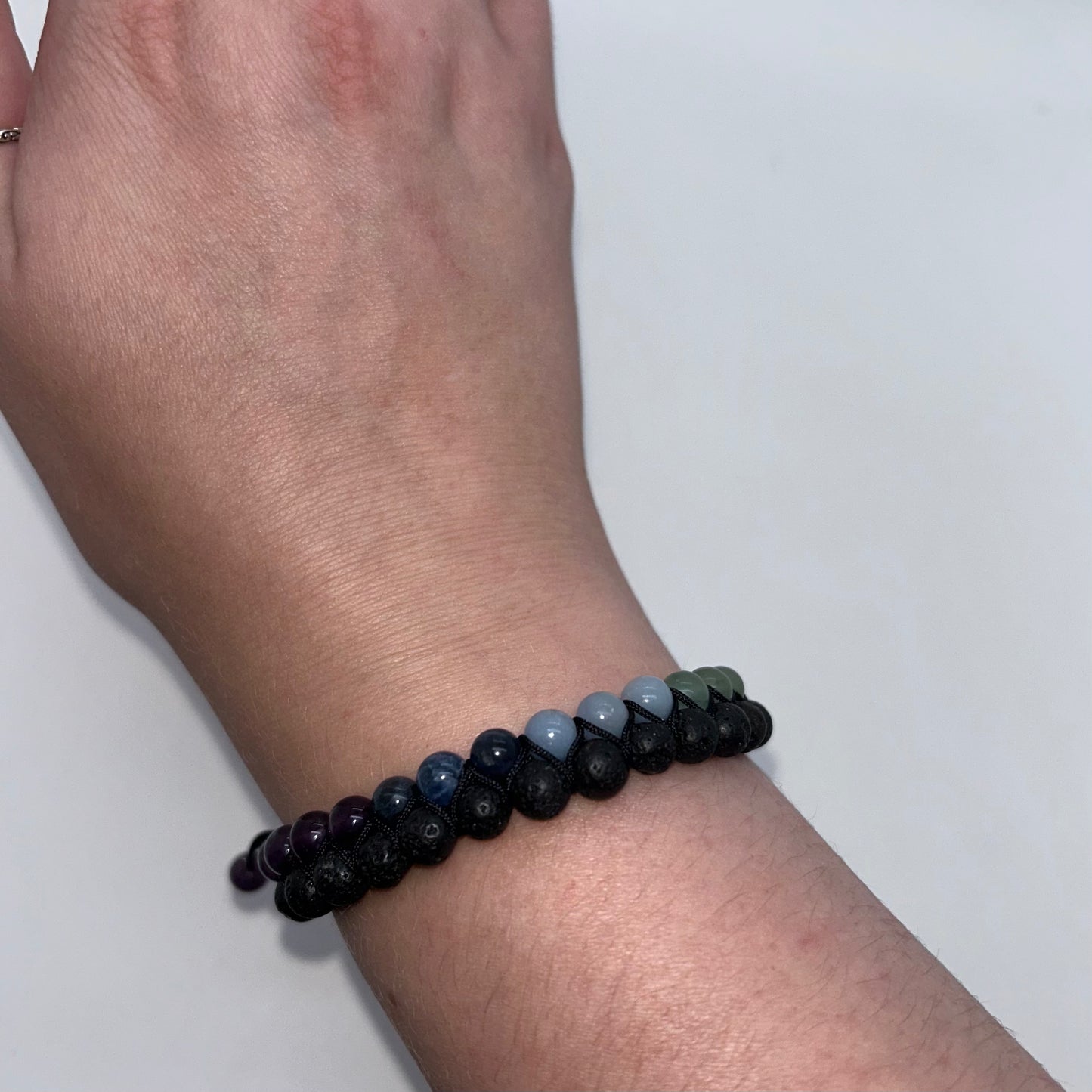Lava Stone and Chakra Beads 6mm - double adjustable