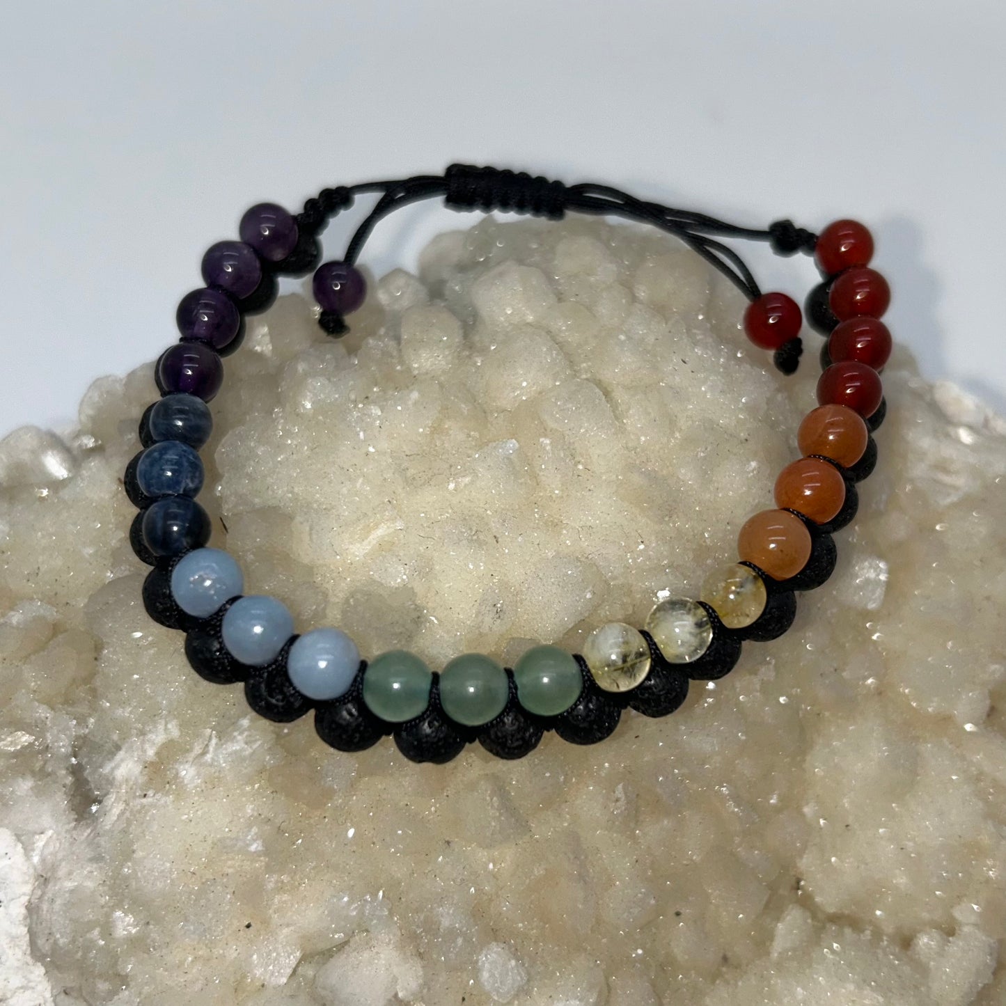Lava Stone and Chakra Beads 6mm - double adjustable