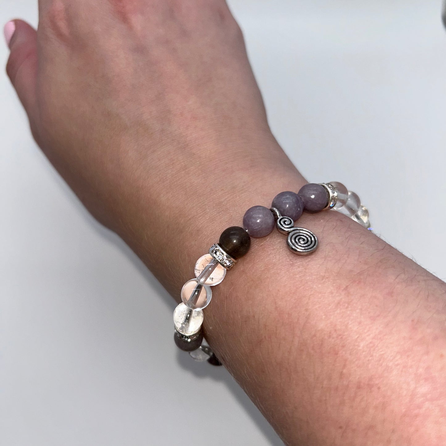 Lepidolite & Clear Quartz w/ Spiral