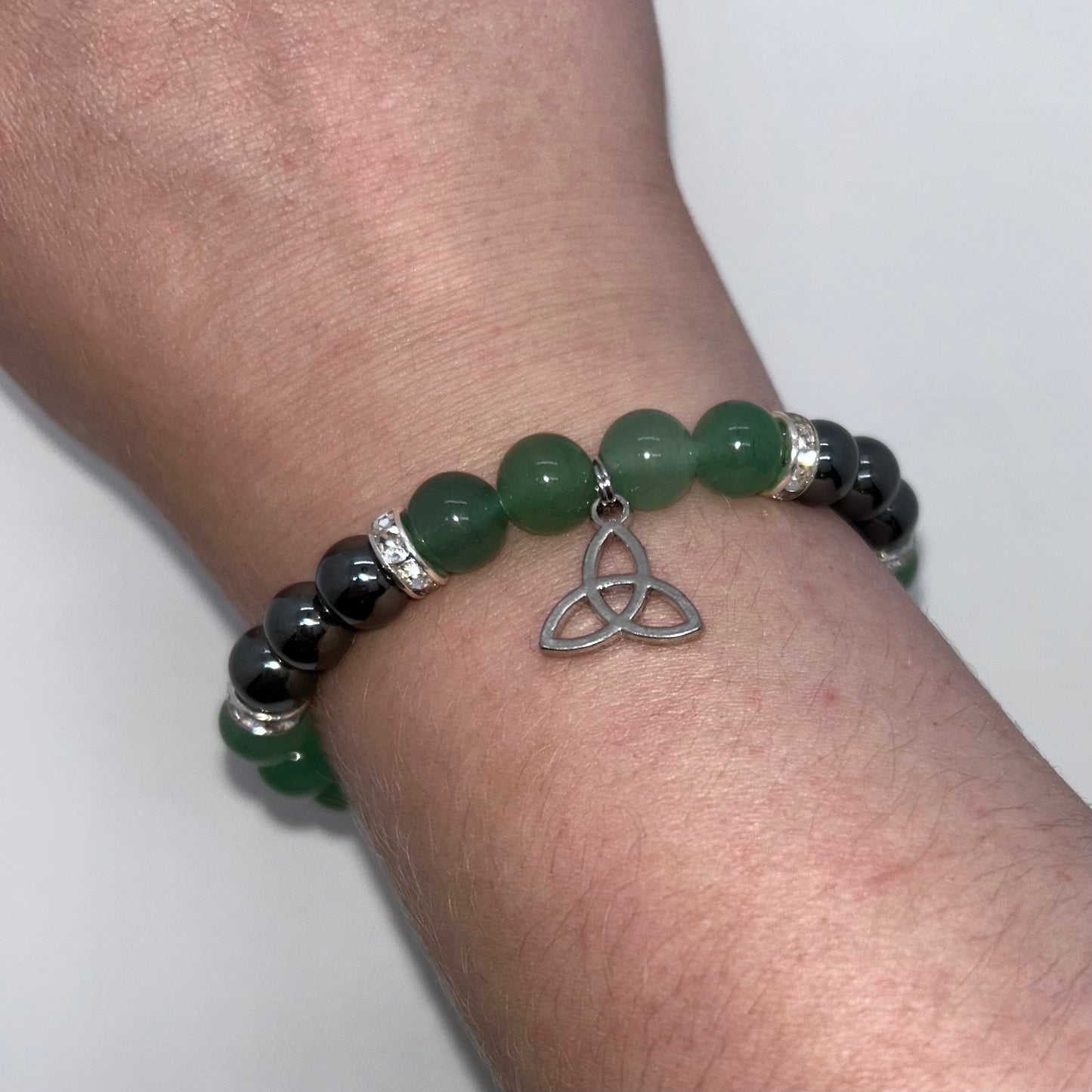Green Aventurine and Hematite w/ Celtic Charm