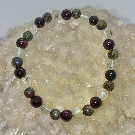 Dragon's Blood Jasper, Garnet, Prehnite