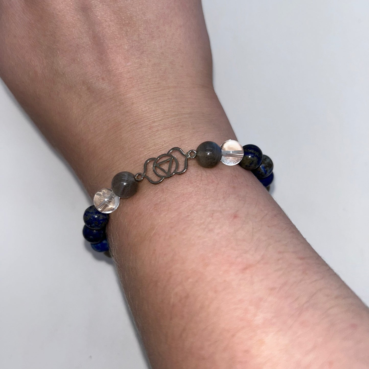 Lapis Lazuli, Labradorite, Clear Quartz, Selenite, & Hematite w/ Chakra Charm