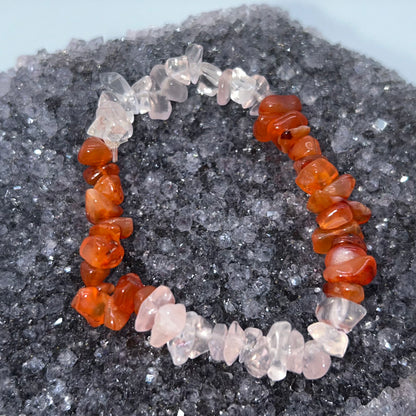 Chip Rose Qtz & Carnelian Br