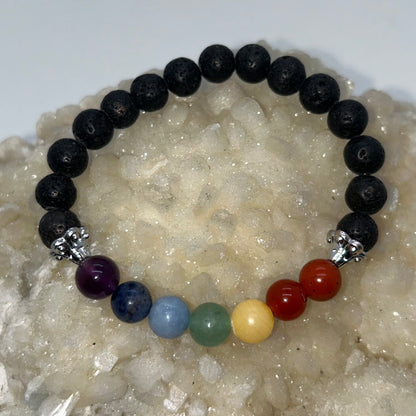 7 Chakra Stone & Lava Stone Bracelet