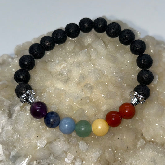 7 Chakra Stone & Lava Stone Br