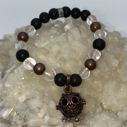 Lava Stone & Copper w/ Owl Charm