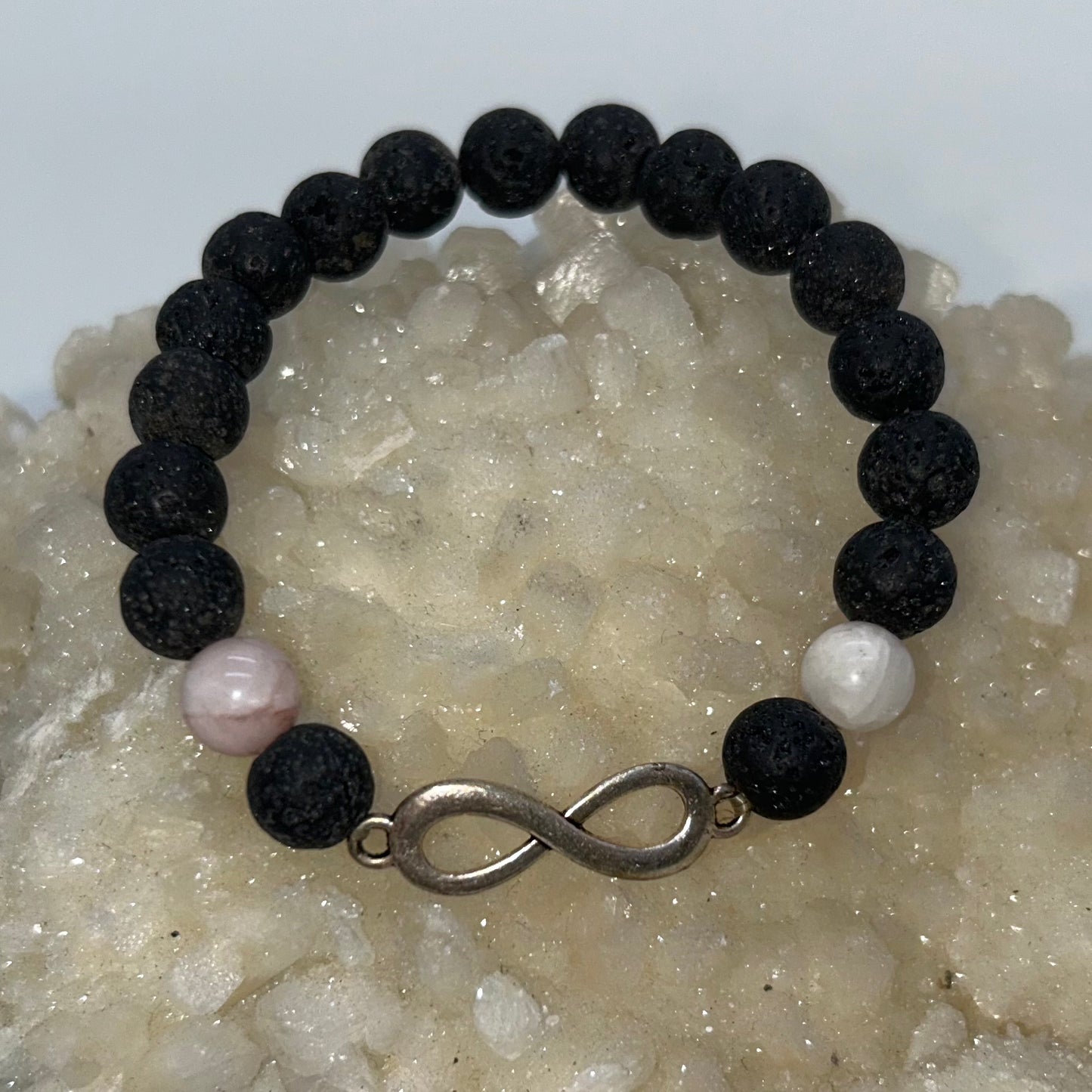 Kunzite & Lava Stone w/ Infinity Charm Br.