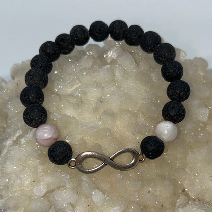 Kunzite & Lava Stone w/ Infinity Charm Br.
