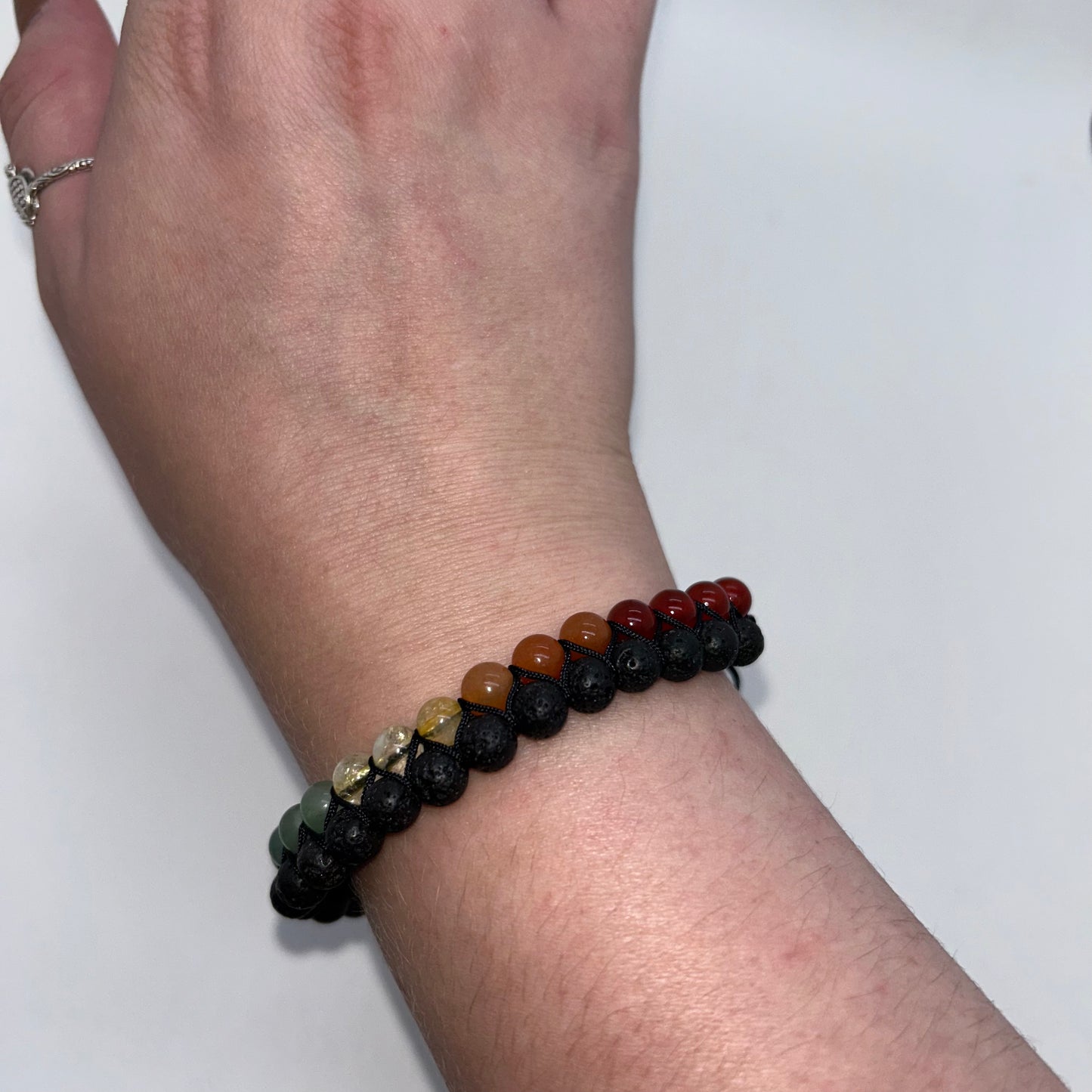 Lava Stone and Chakra Beads 6mm - double adjustable