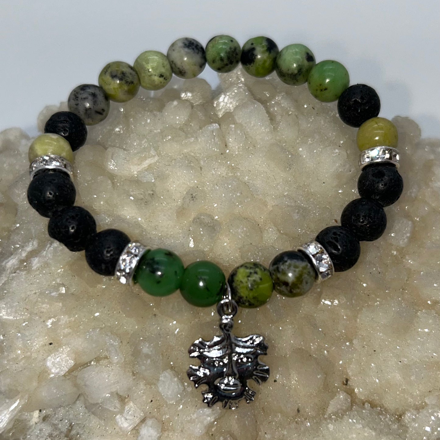 Chrysoprase & Lava Stone w/Tree Man Charm