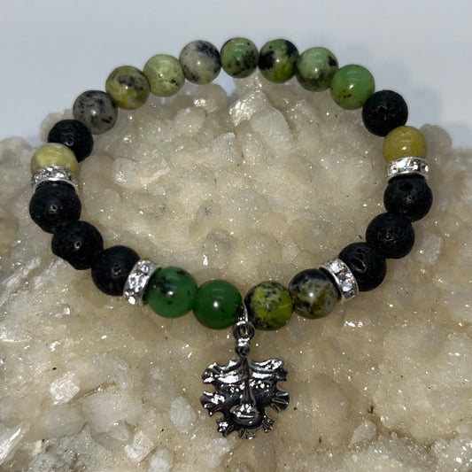 Chrysoprase & Lava Stone w/Tree Man Charm