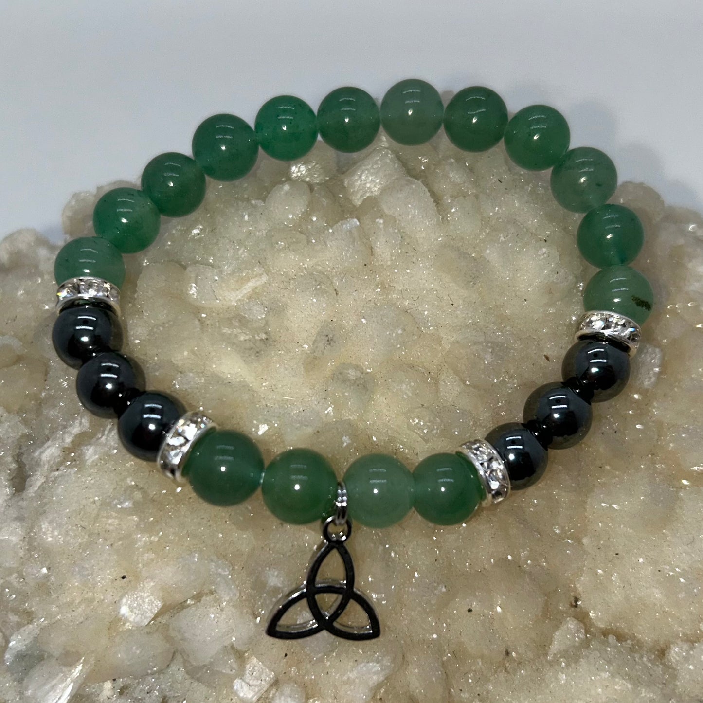 Green Aventurine and Hematite w/ Celtic Charm