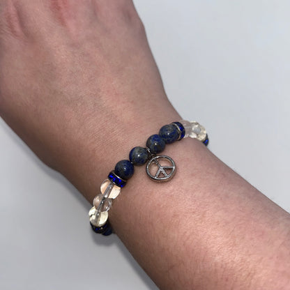 Lapis Lazuli & Clear Quartz w/ Peace Charm