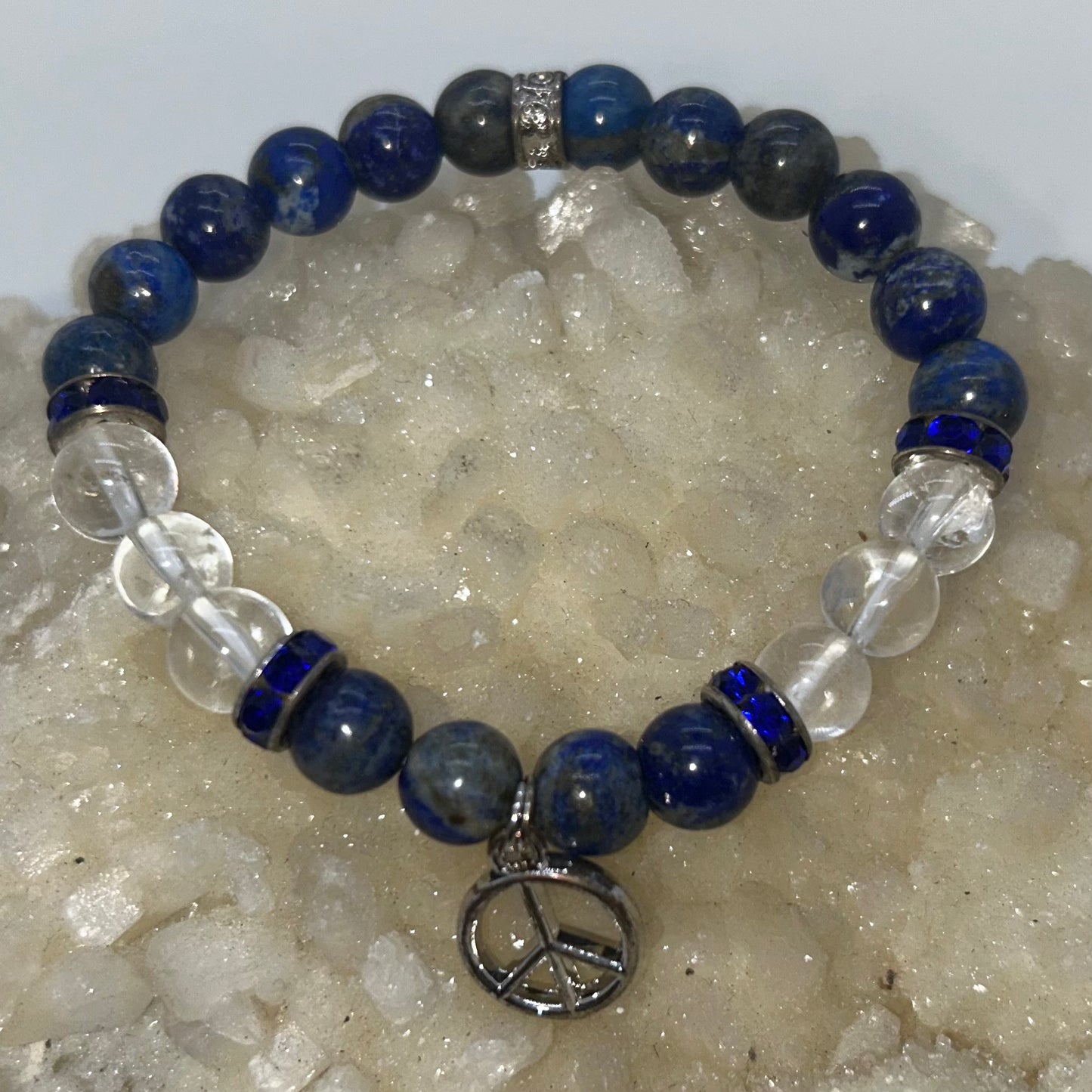 Lapis Lazuli & Clear Quartz w/ Peace Charm