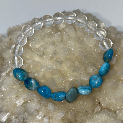 Blue Apatite & Clear Quartz Br