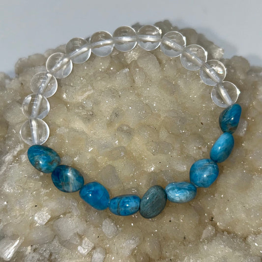 Blue Apatite & Clear Quartz Br