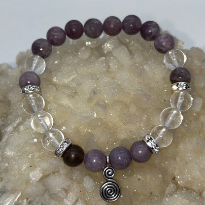 Lepidolite & Clear Quartz w/ Spiral