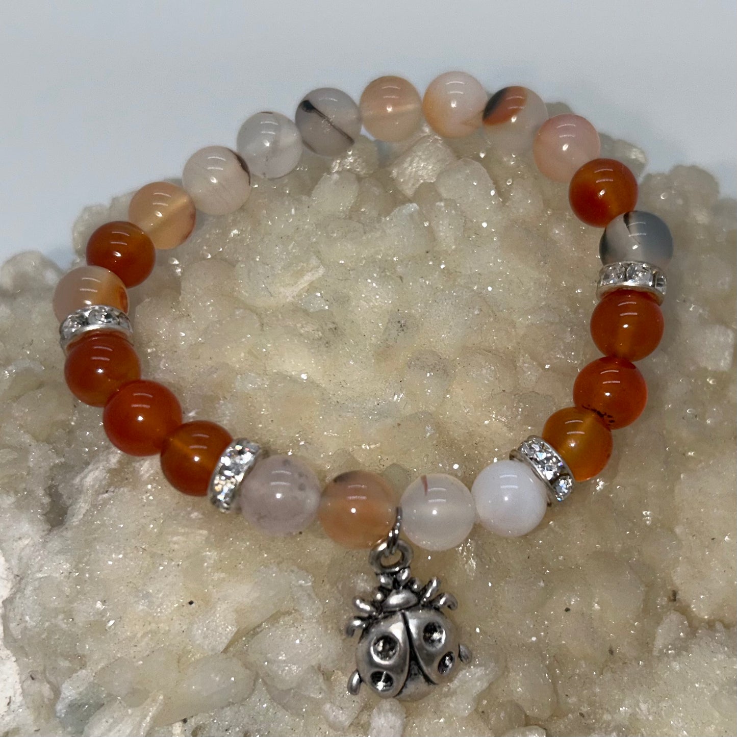 Carnelian & Dendritic Agate w/ Ladybug